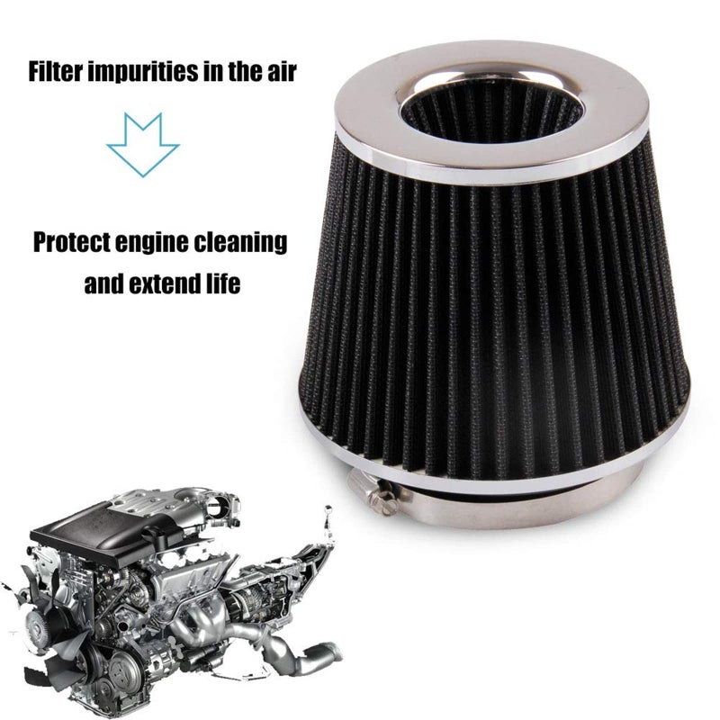 RYANSTAR RACING فلتر هواء قابل للتثبيت عالمي من RYANSTAR، 3 إنش / 3.5 إنش / 4 إنش بأحجام مختلفة، دائري الشكل، عالي الأداء، قابل للغسل، فلتر هواء بديل، للسيارات والدراجات النارية (أسود) - Image 5